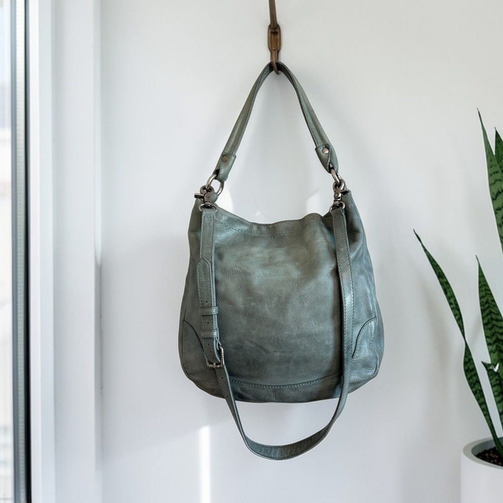 Frye Melissa Slouchy Hobo Crossbody Bag Green Leather Handbag